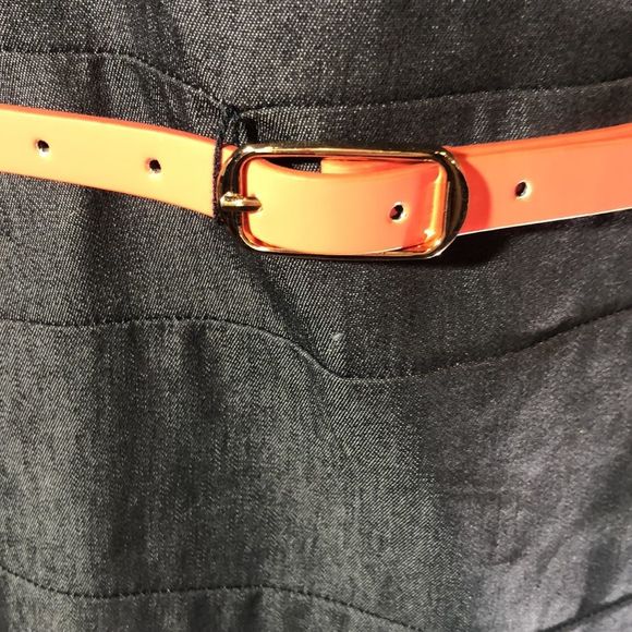 ALYX Womens Chambray Sheath Dress Size 14 Dark Wash Denimlike Belted Cap Sleeve - Picture 3 of 11